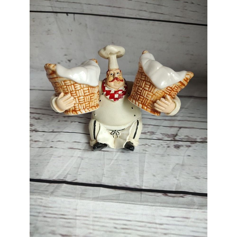 French Chef Holding Baskets- Salt And Pepper Shakers Set